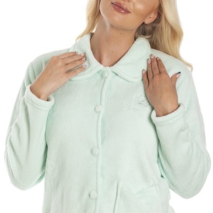 Womens Luxury Soft Button Bed Jackets Mint Green