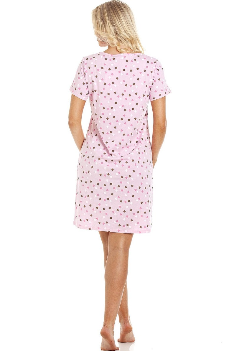 Womens Multi Coloured Polka Dot Cotton Nightdress image 3