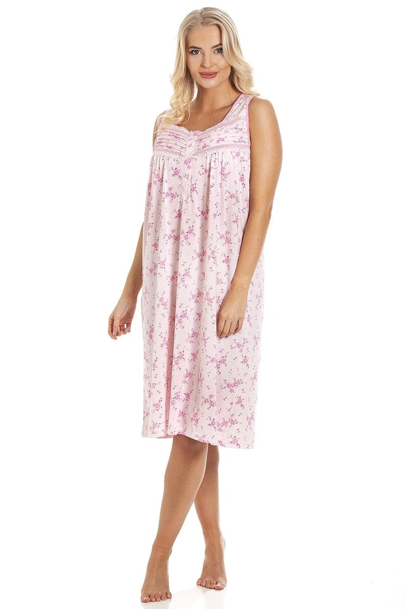 Targogo Camicia da Notte Maniche Senza in Sleepwear Cotone da Donna