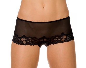 Lot de trois boxers en dentelle transparente pour femmes