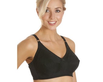 Womens Cotton Comfort Non Wire Soft Cup Black Bra