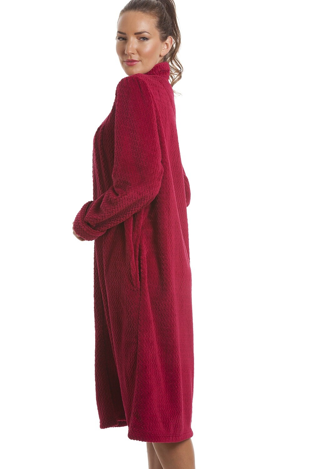 Womens Long Sleeve Fleece Zip Front Housecoats - Etsy