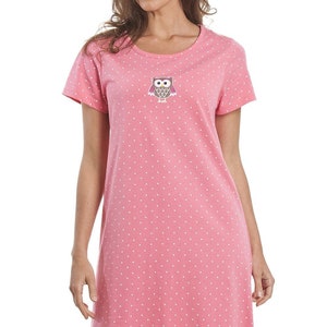 Womens Soft Cotton Eulen Print Nachthemd