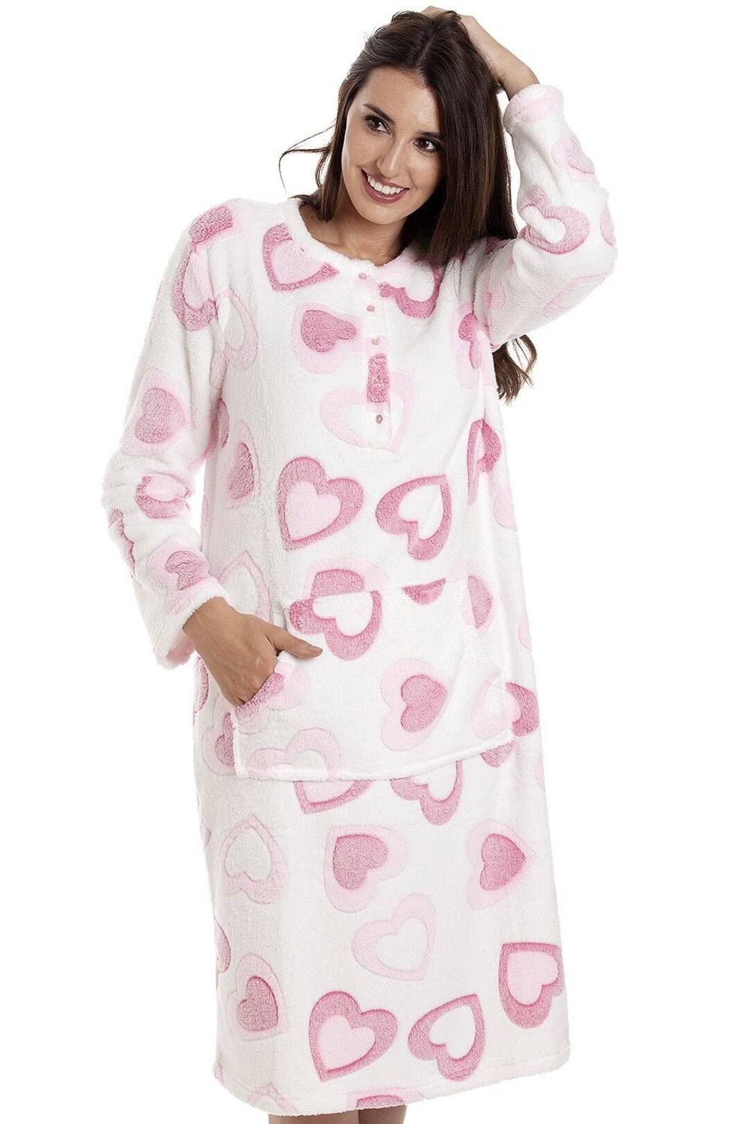 heart print ls loungewear white multi main image 1
