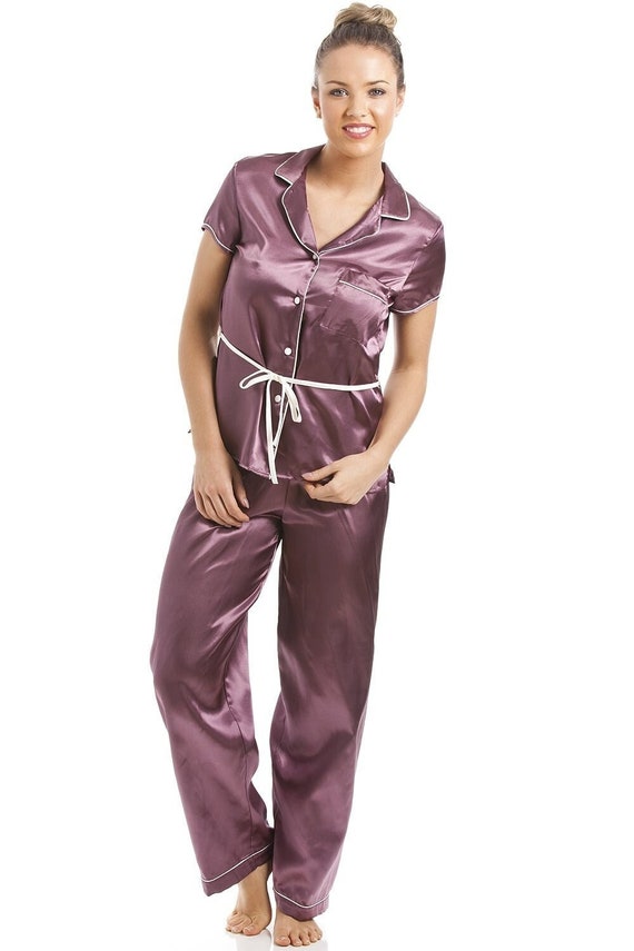 Ensemble de pyjama en satin moka à manches courtes et ceinture
