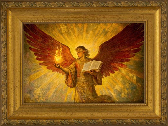 神聖な中世の大天使ウリエルのキャンバス - 黄金のビザンチンの知恵の