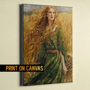 Sif Norse Goddess of Harvest Canvas, Golden Hair, and Fertility, Norse Mythology Art, Viking Nature Deity, Wheat Field Beauty