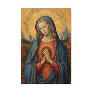 Virgin Mary Medieval Art Canvas - spiritual grace art italy medieval our lady of fatima - Virgin Mary Icon - Print on Canvas