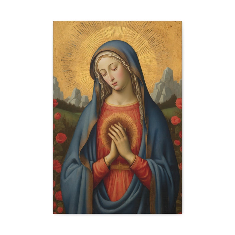 Virgin Mary Medieval Art Canvas - spiritual grace art italy medieval our lady of fatima - Virgin Mary Icon - Print on Canvas