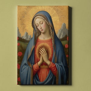 Virgin Mary Medieval Art Canvas - spiritual grace art italy medieval our lady of fatima - Virgin Mary Icon - Print on Canvas