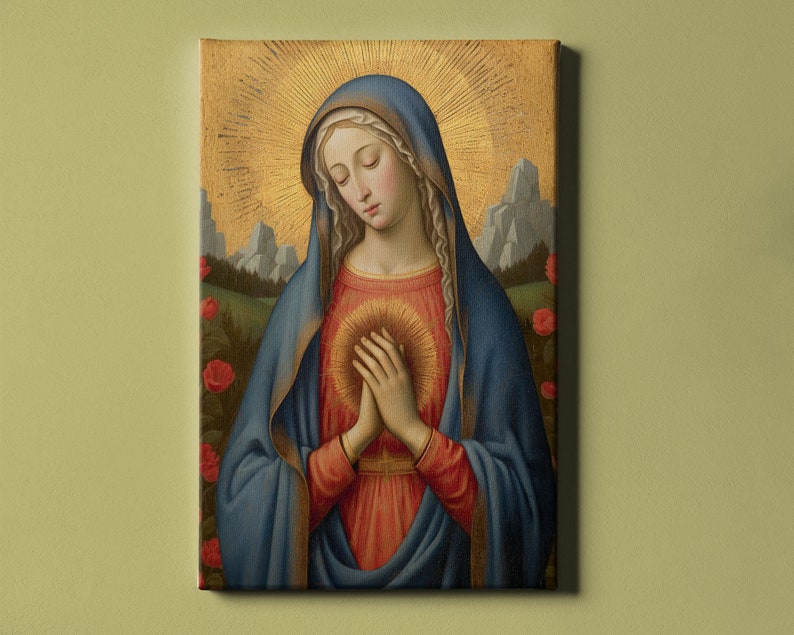 Virgin Mary Medieval Art Canvas - spiritual grace art italy medieval our lady of fatima - Virgin Mary Icon - Print on Canvas
