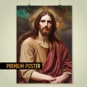 Serene Jesus Christus Porträt Poster - Heilige Malerei von Jesus - Klassische Religiöse Kunst für Haus und Kirche - Vintage Christliche Wanddekoration