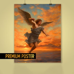 Fall Of Icarus Greek mythology painting | Icarus wall art Italian renaissance style | Icarus legend | Icarus art Poster (HQ Satin 300gsm)