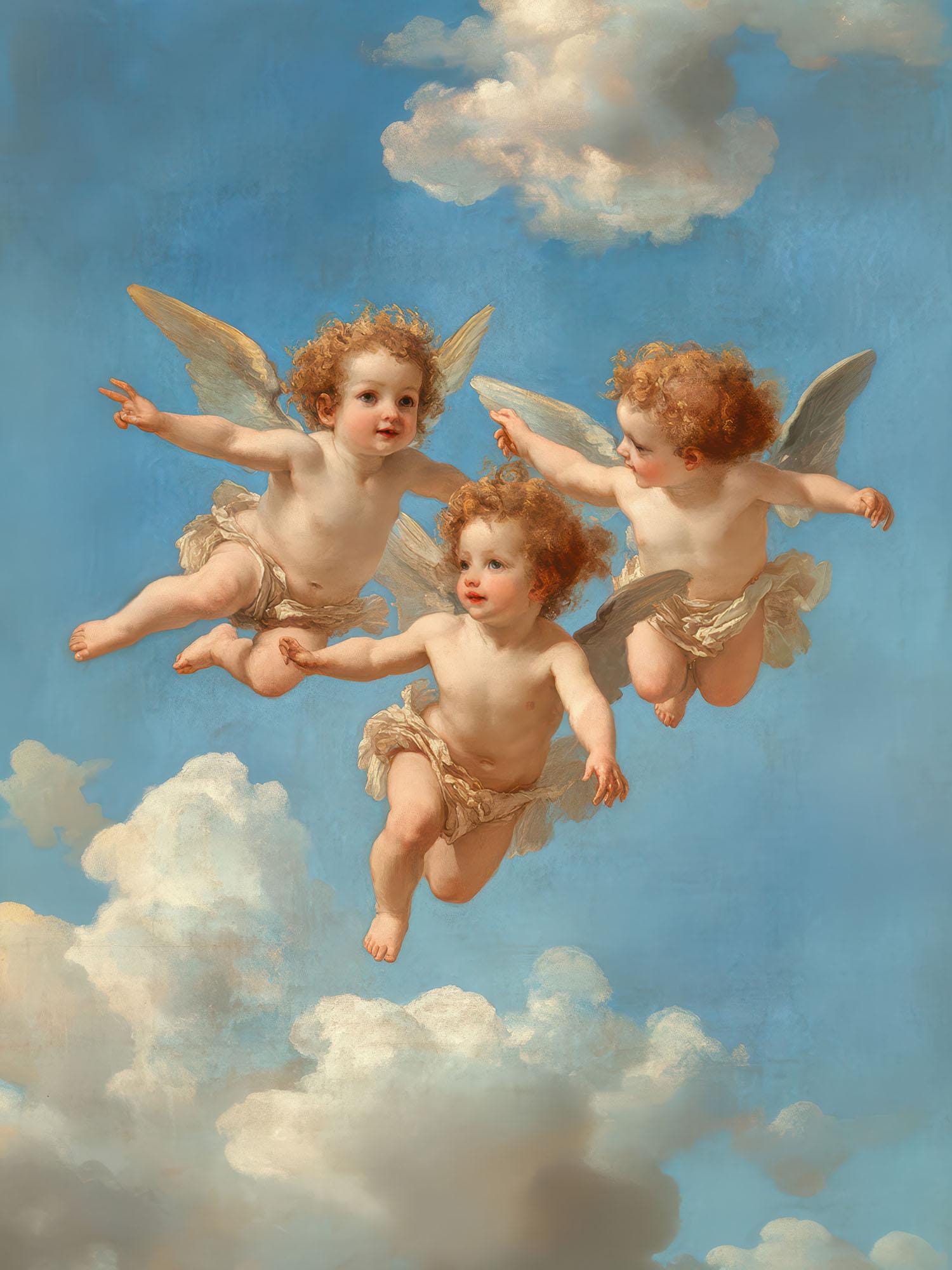 フランスのアカデミックスタイルのキャンバスに描かれた魅惑的な天使