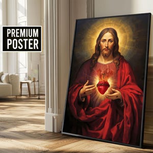 Beleuchten Sacred Heart von Jesus Art Print, Sacred Heart Barock Malerei, Jesus Christus Sacred Heart Renaissance Stil christliche Malerei