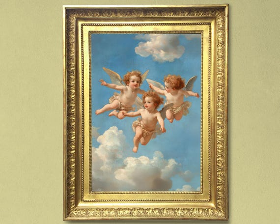 フランスのアカデミックスタイルのキャンバスに描かれた魅惑的な天使