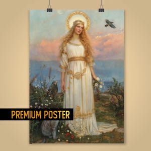 Freya Norse Goddess of Love & Witchcraft Poster , Norse Mythology Wall Art, Freyja Viking Goddess Digital Art, Nordic Deity Art Print
