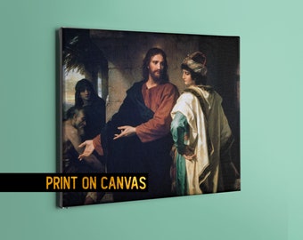 Cristo y el joven gobernante rico de Heinrich Hofmann Canvas Print / Reproducción de bellas artes / Decoración religiosa del siglo XIX para el hogar u oficina