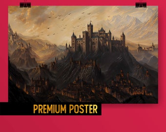 Gothic Poster medieval horror Gothic Castle digital painting, Gothic Landscape majestic castle