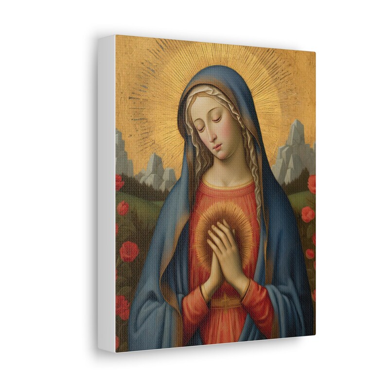 Virgin Mary Medieval Art Canvas - spiritual grace art italy medieval our lady of fatima - Virgin Mary Icon - Print on Canvas