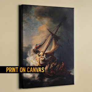 Christ in The Storm on the Sea of Galilee by Rembrandt Canvas Print | Premium Fine Art Reproduction | Classic Baroque Decor for Home