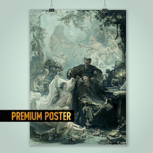 Der Traum von Faust von Kreling - Dramatisches Plakat, Deutsche Romantik - makabere Kunst - Wunderschönes klassisches Faust Gemälde