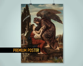 The Angel of Death Poster by Evelyn De Morgan - Victorian Era Art Print, Dark Angel Symbolist Painting Gothic gift