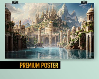 Neoclassical City of Atlantis Poster - Epic Fantasy painting - Imaginary Utopia Art