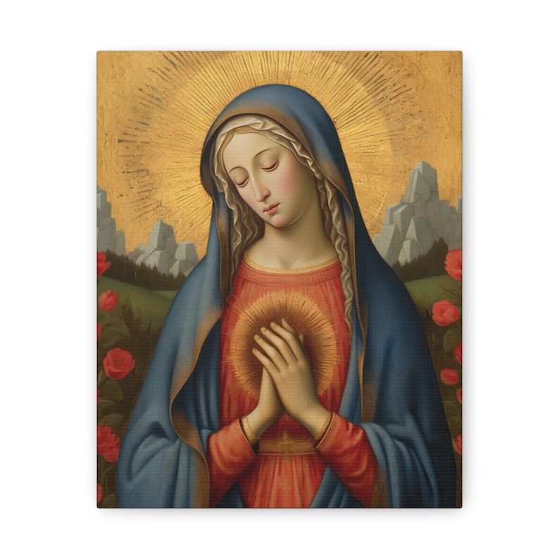 Virgin Mary Medieval Art Canvas - spiritual grace art italy medieval our lady of fatima - Virgin Mary Icon - Print on Canvas