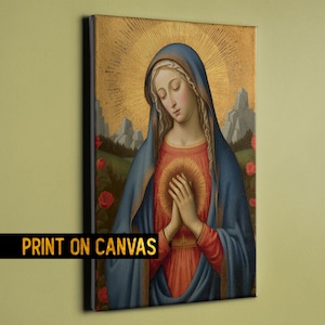 Virgin Mary Medieval Art Canvas - spiritual grace art italy medieval our lady of fatima - Virgin Mary Icon - Print on Canvas