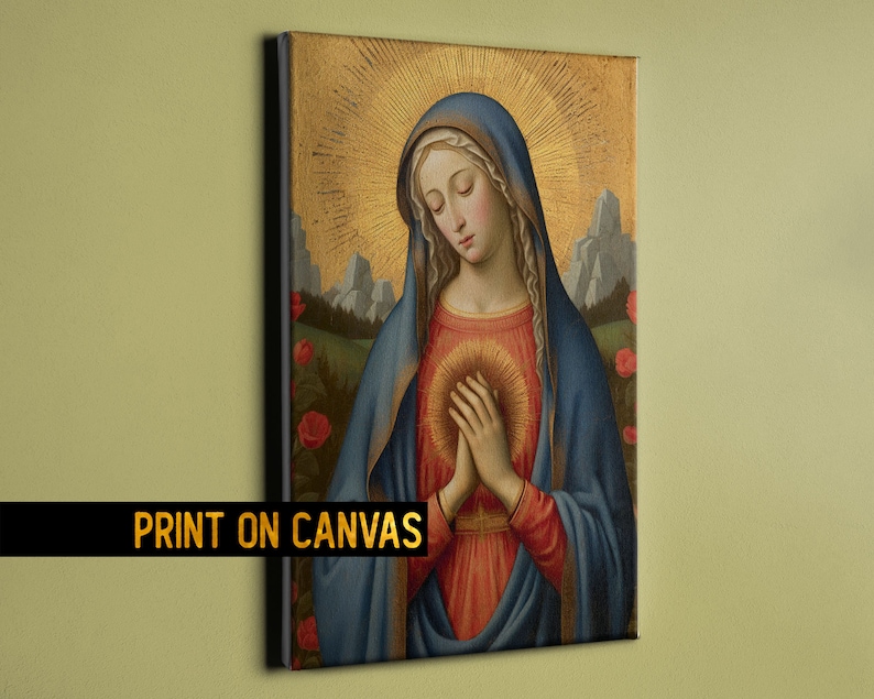 Virgin Mary Medieval Art Canvas - spiritual grace art italy medieval our lady of fatima - Virgin Mary Icon - Print on Canvas