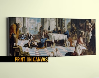 Christ Washing the Disciples' Feet by Tintoretto Canvas Print | Fine Art Reproduction | Venetian Renaissance Decor for Home or Office