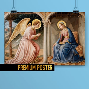 Christian art gift Poster - The Annunciation by Angel Gabriel to Virgin Mary art