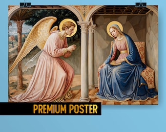 Christian art gift Poster - The Annunciation by Angel Gabriel to Virgin Mary art