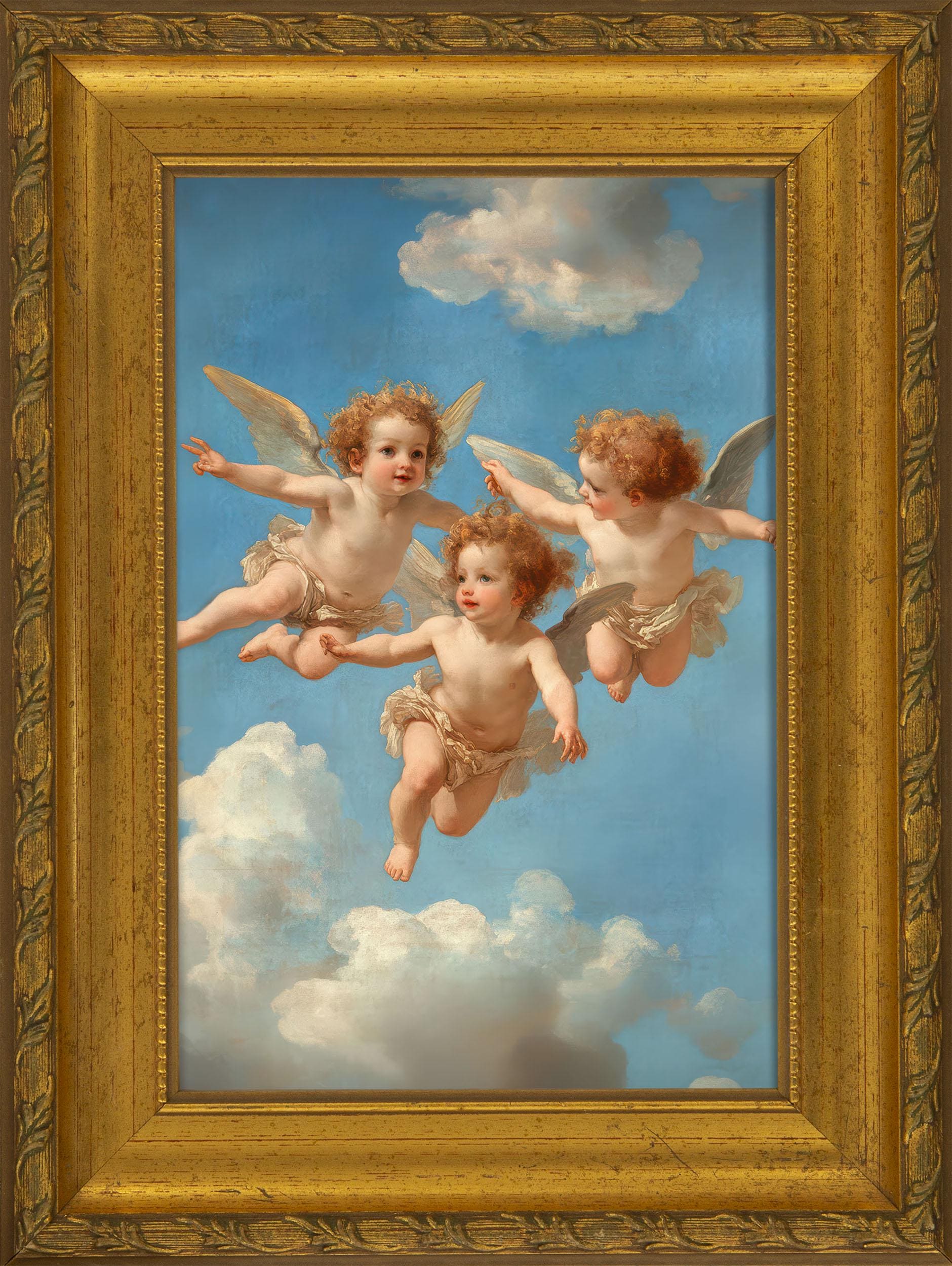 フランスのアカデミックスタイルのキャンバスに描かれた魅惑的な天使