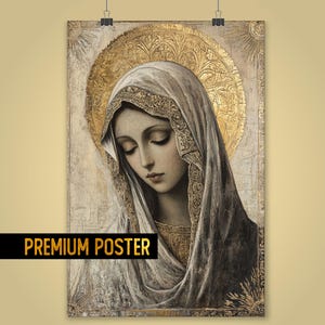 Jungfrau Maria Russisch-Orthodoxe Ikone Giclée Druck - Jungfrau Maria Byzantinische Kunst Poster Malerei - Christliche Wandkunst für Gebetsraum