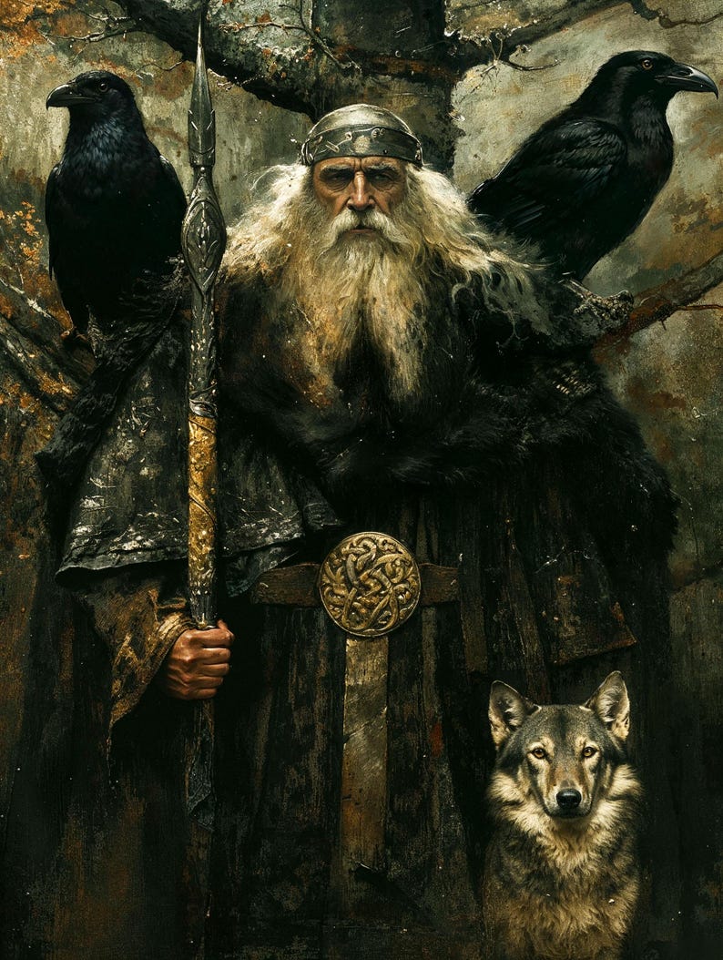 Viking God Odin Poster – Norse Mythology Allfather Portrait, Odin and ...