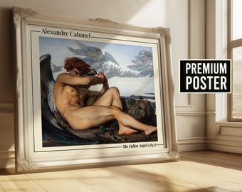Póster artístico de Ángel Caído: Reproducción cautivadora de la obra maestra de Alexandre Cabanel: La caída de Lucifer. Pintura académica francesa.