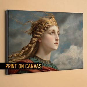 Norse Mythology Freya Portrait Canvas Print - Viking Goddess Freya Art, Valkyria Freyja, Mythical Decor, Freya Nordic Wall Art - Nordic Art