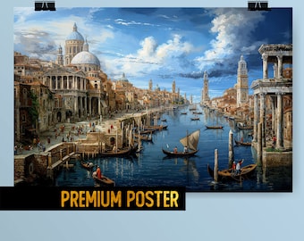 Antique Venice Poster - Classic Venetian Renaissance Scene - Italian landscape design