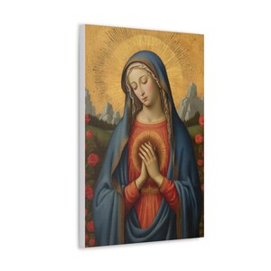 Virgin Mary Medieval Art Canvas - spiritual grace art italy medieval our lady of fatima - Virgin Mary Icon - Print on Canvas
