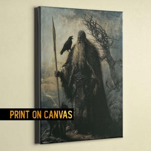 Odin Canvas – Norse God of War and Wisdom, Viking God Odin, Norse Mythology Wall Art, Mystical Allfather Norse Deity Print - Norse Wall Art