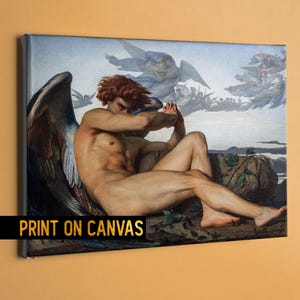Fallen Angel Art Canvas print - Captivating Reproduction of Alexandre Cabanel&#39;s Masterpiece  - Lucifer&#39;s fall painting