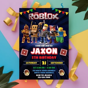 Roblox Invitation, Roblox Birthday Invitation, Roblox Invite, Roblox Boys Birthday Invitation Template, Roblox Game Party, Game Birthday