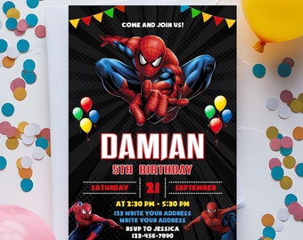 Spiderman Invitation, Spiderman Birthday Invitation, Spiderman Invite, Spiderman Birthday Party invite, Spiderman Birthday Invite, Spiderman