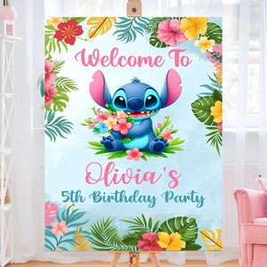 Stitch Welcome Spring Stitch Birthday Party Welcome Sign, Stitch Welcome Sign, Stitch ...
