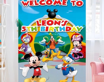 Letrero de bienvenida de Mickey Mouse Clubhouse, Letrero de bienvenida de Clubhouse, Letrero de bienvenida de cumpleaños, Letrero de bienvenida para fiesta, Decoración para fiestas, Descarga digital