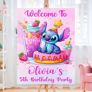 Stitch-verjaardagsfeestje welkomstbord, Stitch-welkomstbord, Lilo Stitch-verjaardagsfeestje welkomstbord, Stitch-feestdecoratie, digitale download