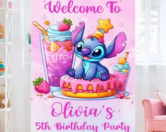 Letrero de bienvenida para fiesta de cumpleaños de Stitch, letrero de bienvenida para Stitch, letrero de bienvenida para fiesta de cumpleaños de Lilo Stitch, decoración para fiesta de Stitch, descarga digital