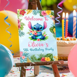Stitch Birthday Party Welcome Sign, Stitch Welcome Sign, Stitch Birthday Party Welcome Sign, Stitch Party Decoration, Digital Download